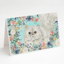 Best Sale 🌟 Caroline's Treasures Persian Spring Flowers Greeting Cards and Envelopes Pack of 8, 7 x 5, Cats 🌟