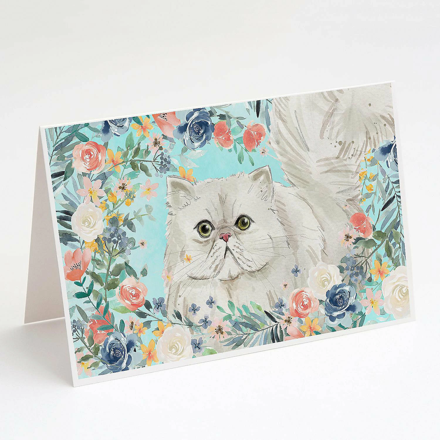 Best Sale ๐ Caroline's Treasures Persian Spring Flowers Greeting Cards and Envelopes Pack of 8, 7 x 5, Cats ๐
