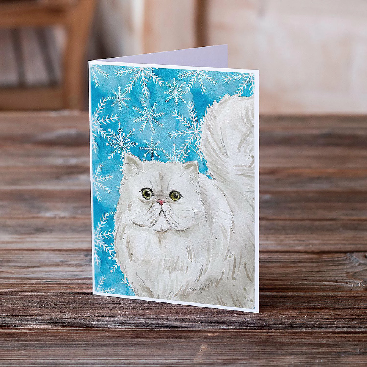 New 👏 Caroline's Treasures Persian Winter Snowflakes Greeting Cards and Envelopes Pack of 8, 7 x 5, Cats 🌟 - Image 2