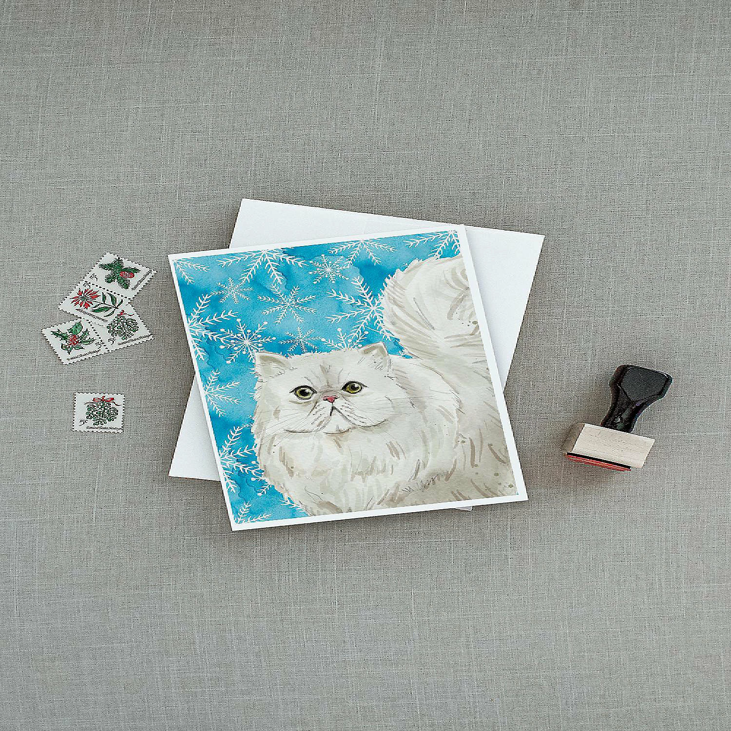New 👏 Caroline's Treasures Persian Winter Snowflakes Greeting Cards and Envelopes Pack of 8, 7 x 5, Cats 🌟 - Image 3