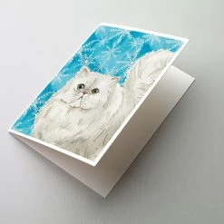 New 👏 Caroline's Treasures Persian Winter Snowflakes Greeting Cards and Envelopes Pack of 8, 7 x 5, Cats 🌟