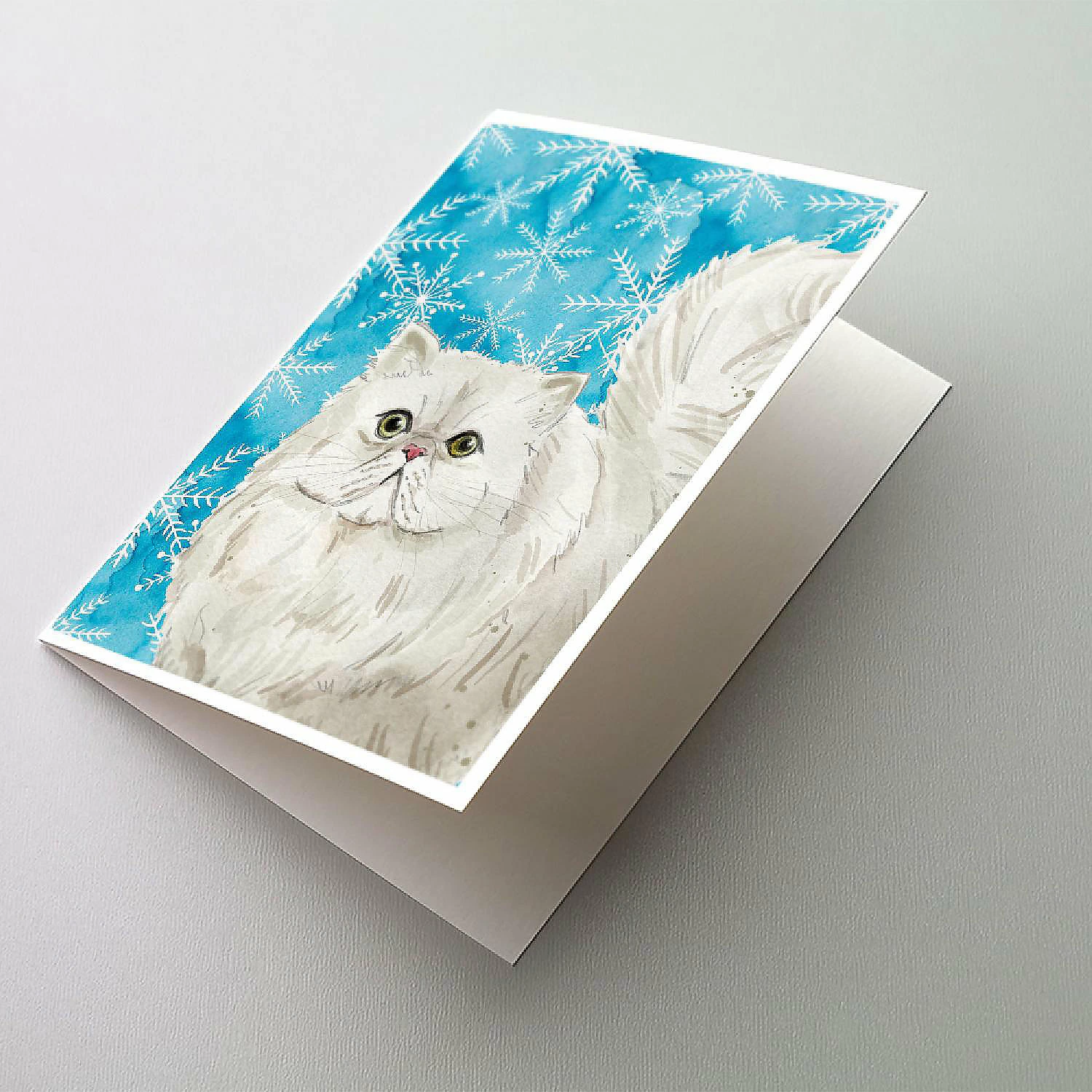 New 👏 Caroline's Treasures Persian Winter Snowflakes Greeting Cards and Envelopes Pack of 8, 7 x 5, Cats 🌟