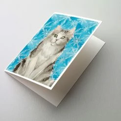 Best deal 😀 Caroline's Treasures Ragamuffin Winter Snowflakes Greeting Cards and Envelopes Pack of 8, 7 x 5, Cats ⌛