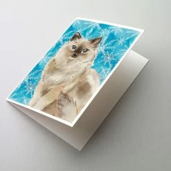 Hot Sale 🔔 Caroline's Treasures Ragdoll Winter Snowflakes Greeting Cards and Envelopes Pack of 8, 7 x 5, Cats 🤩