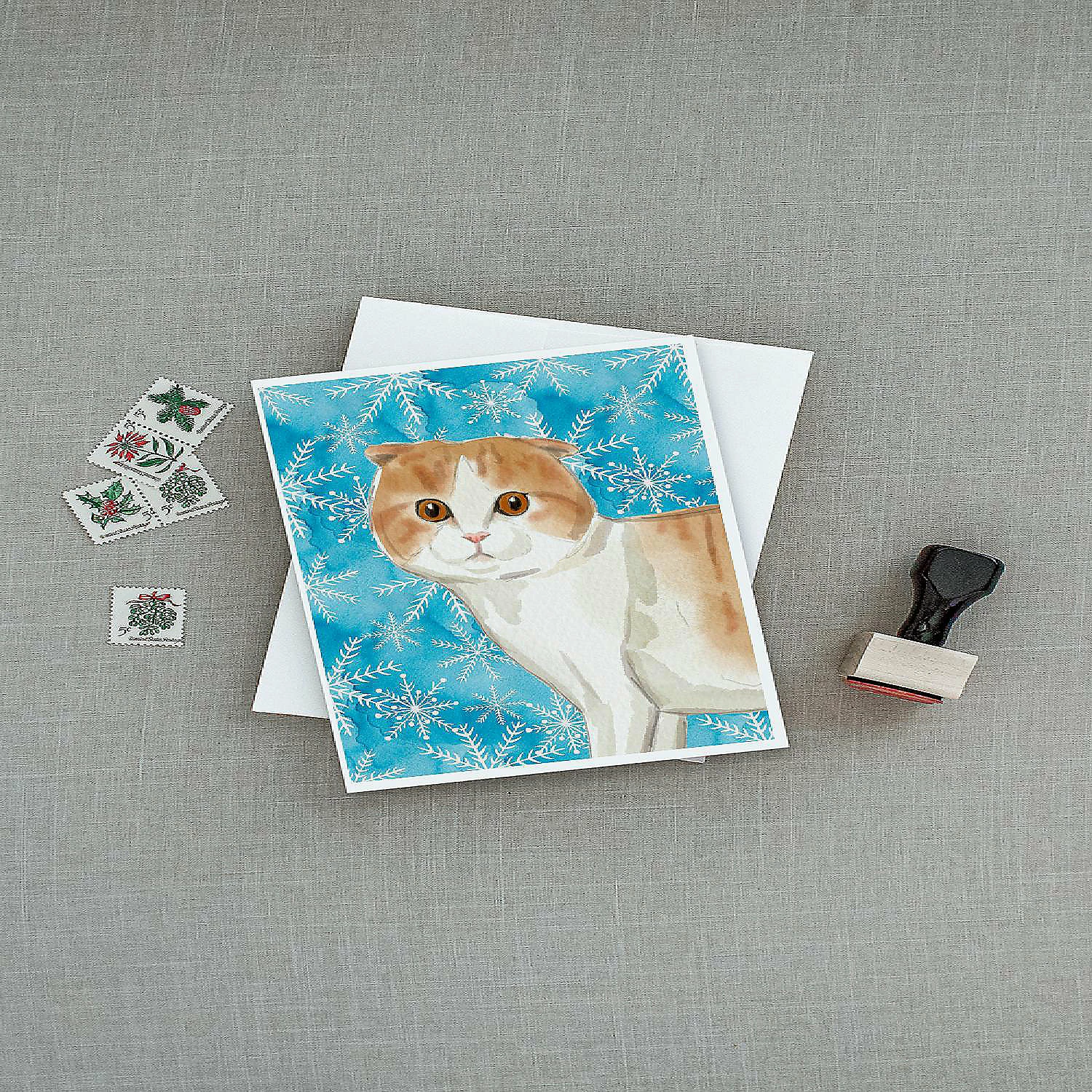 Buy ๐ Caroline's Treasures Scottish Fold Winter Snowflakes Greeting Cards and Envelopes Pack of 8, 7 x 5, Cats โจ - Image 3