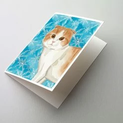 Buy 😉 Caroline's Treasures Scottish Fold Winter Snowflakes Greeting Cards and Envelopes Pack of 8, 7 x 5, Cats ✨