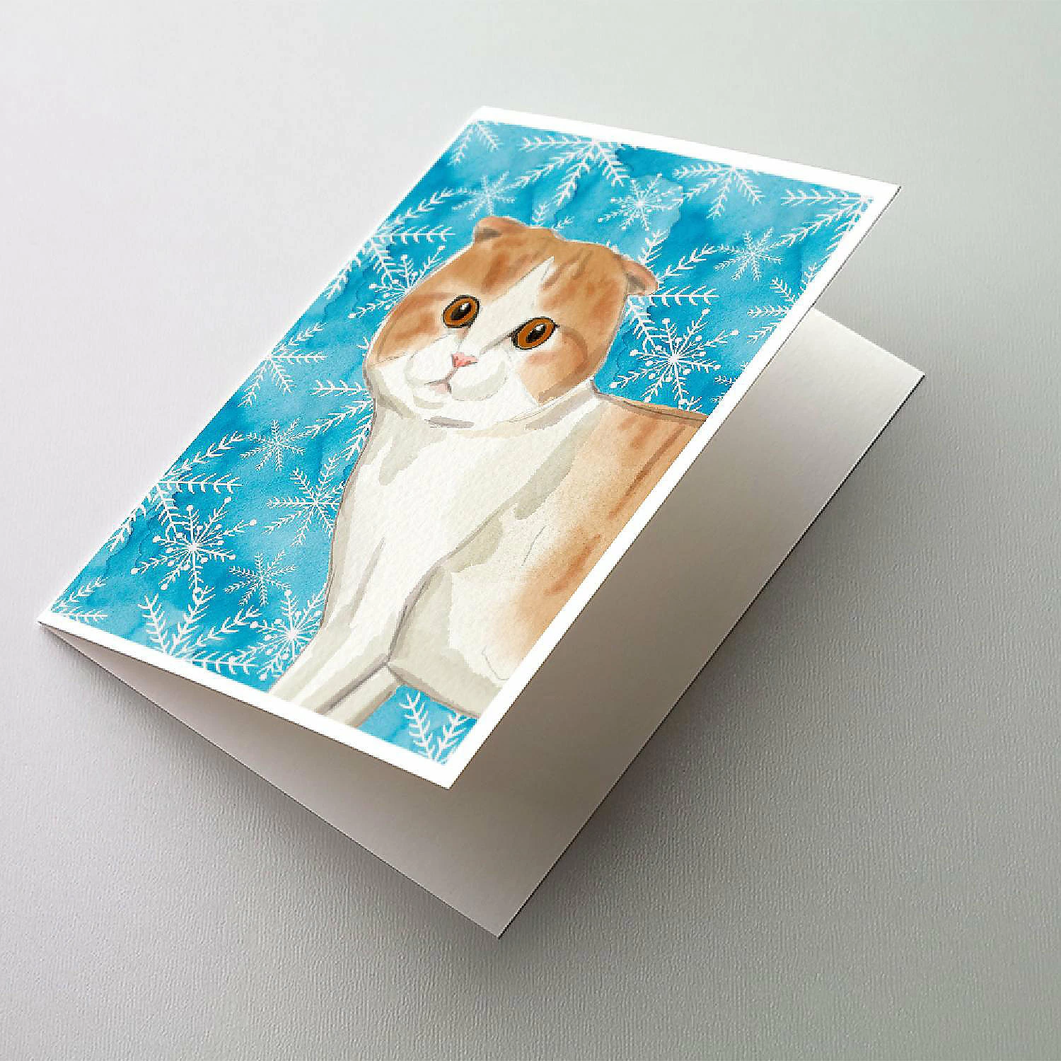 Buy ๐ Caroline's Treasures Scottish Fold Winter Snowflakes Greeting Cards and Envelopes Pack of 8, 7 x 5, Cats โจ