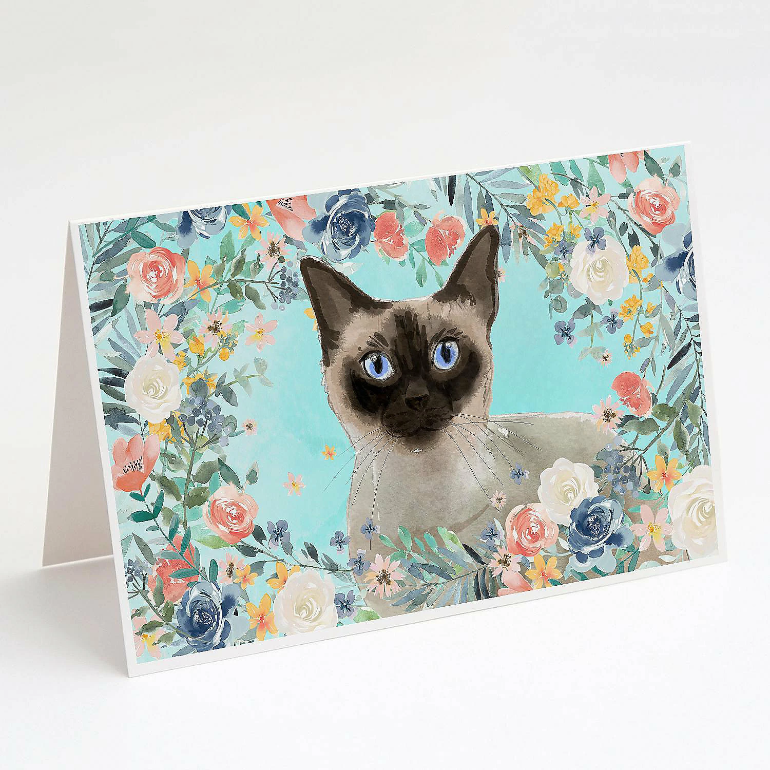 Brand new 😍 Caroline's Treasures Siamese Spring Flowers Greeting Cards and Envelopes Pack of 8, 7 x 5, Cats 🔥
