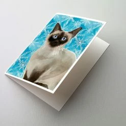 Cheap ⭐ Caroline's Treasures Siamese Winter Snowflakes Greeting Cards and Envelopes Pack of 8, 7 x 5, Cats 💯
