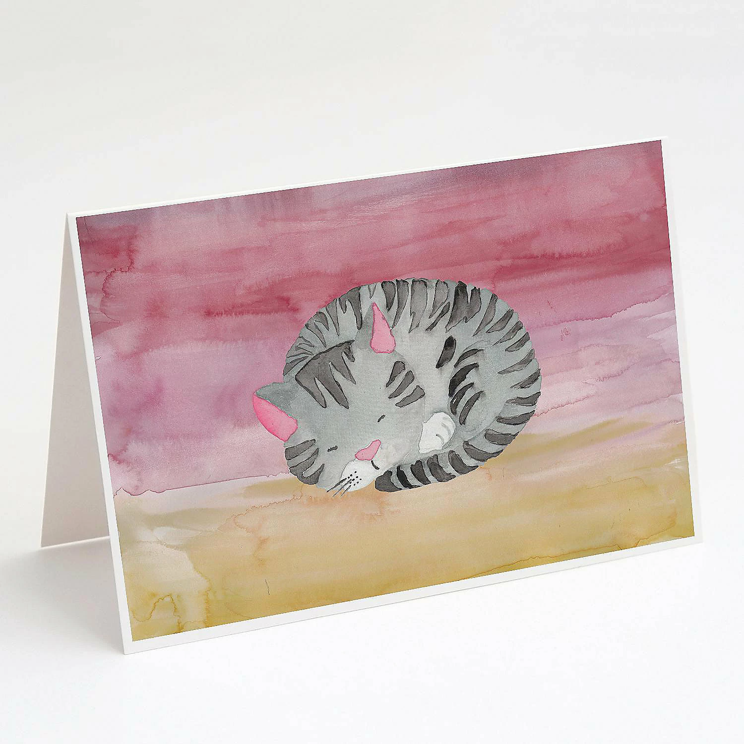 Wholesale ๐ Caroline's Treasures Sleeping Grey Cat Watercolor Greeting Cards and Envelopes Pack of 8, 7 x 5, Cats ๐