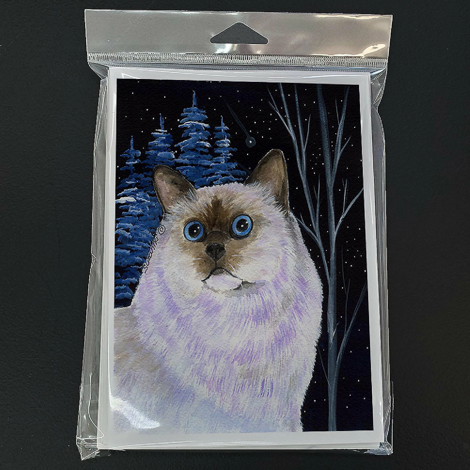 Wholesale 🥰 Caroline's Treasures Starry Night Cat - Birman Greeting Cards and Envelopes Pack of 8, 7 x 5, Cats 🧨 - Image 3