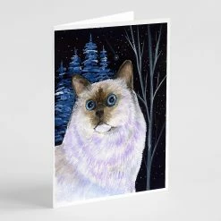 Wholesale 🥰 Caroline's Treasures Starry Night Cat - Birman Greeting Cards and Envelopes Pack of 8, 7 x 5, Cats 🧨