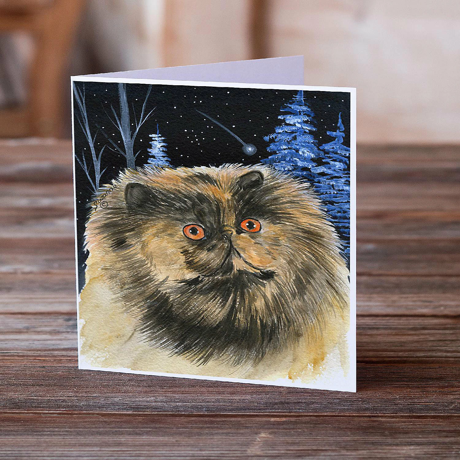 Best Sale ๐ Caroline's Treasures Starry Night Persian Cat Brown Greeting Cards and Envelopes Pack of 8, 7 x 5, Cats ๐ - Image 2