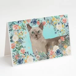 Flash Sale 🛒 Caroline's Treasures Tonkinese Spring Flowers Greeting Cards and Envelopes Pack of 8, 7 x 5, Cats ❤️