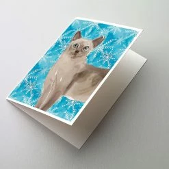 Discount 🛒 Caroline's Treasures Tonkinese Winter Snowflakes Greeting Cards and Envelopes Pack of 8, 7 x 5, Cats 🤩