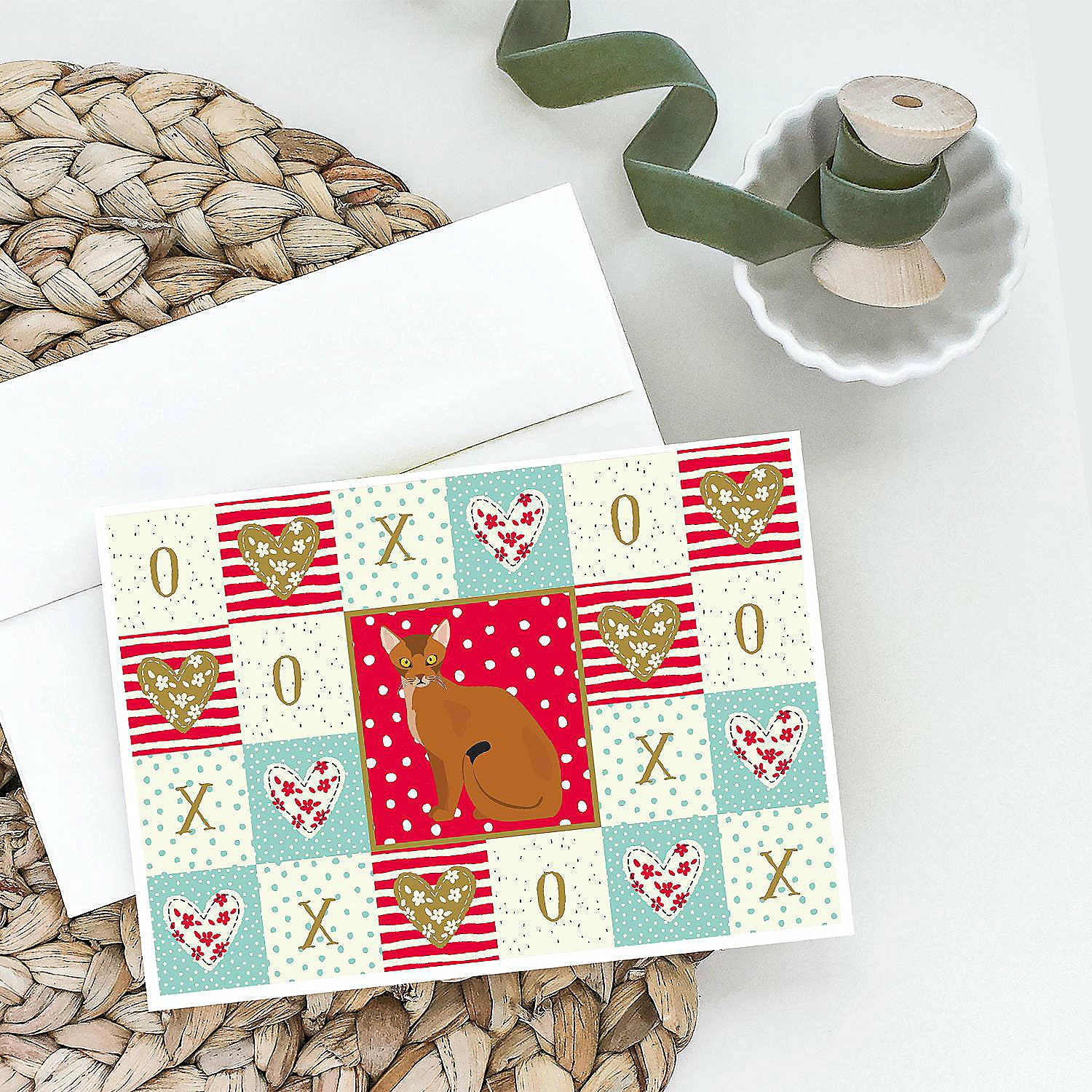 Cheapest 💯 Caroline's Treasures Valentine's Day, Abyssinian Cat Love Greeting Cards and Envelopes Pack of 8, 7 x 5, Cats 🎁 - Image 2