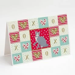 Promo 😀 Caroline's Treasures Valentine's Day, American Polydactyl #2 Cat Love Greeting Cards and Envelopes Pack of 8, 7 x 5, Cats ⌛