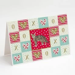 Budget ✨ Caroline's Treasures Valentine's Day, American Wirehair #1 Cat Love Greeting Cards and Envelopes Pack of 8, 7 x 5, Cats ✨