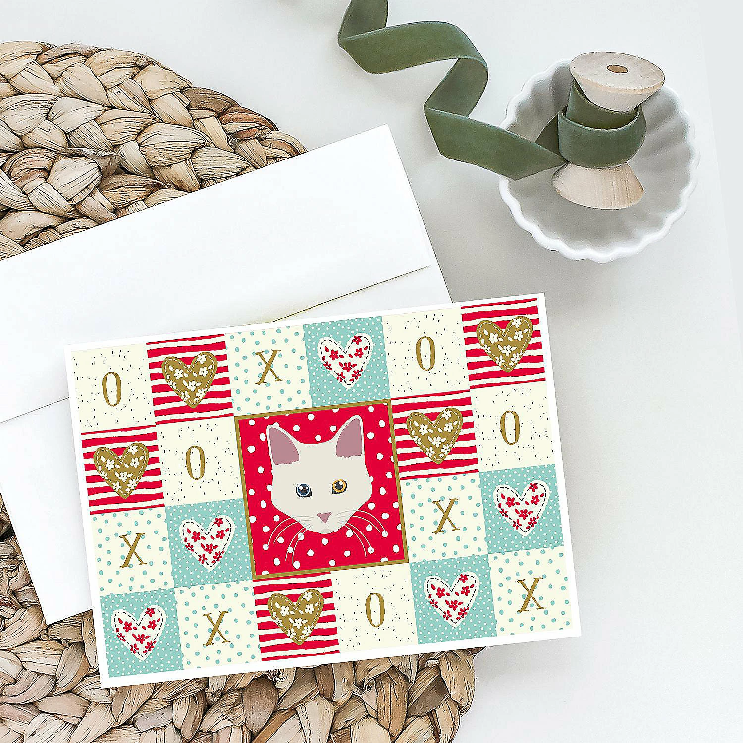 Deals ๐ Caroline's Treasures Valentine's Day, Aphrodite Giant Cat Love Greeting Cards and Envelopes Pack of 8, 7 x 5, Cats ๐ - Image 2