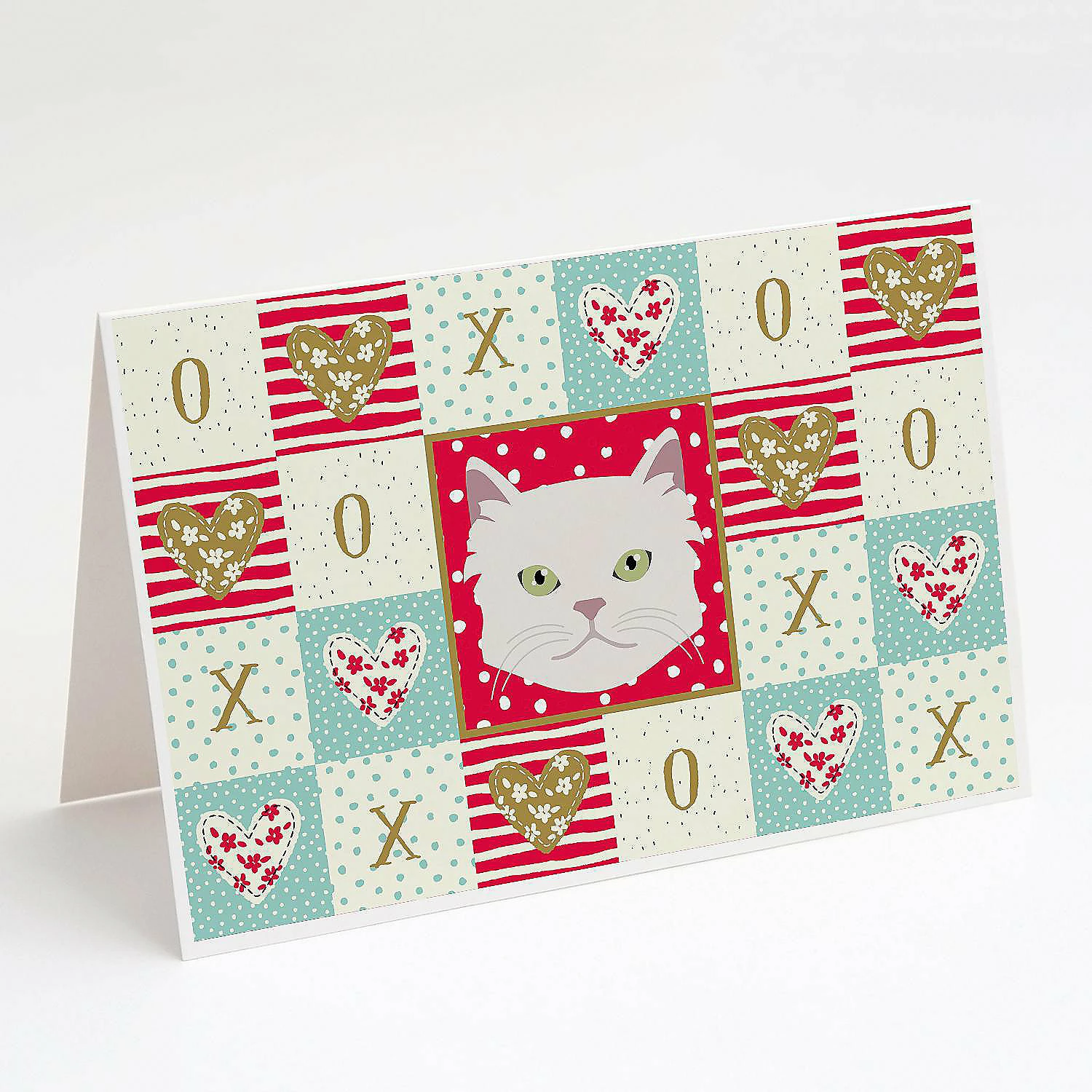 Budget ๐ฏ Caroline's Treasures Valentine's Day, Asian Semi Longhaired Cat Love Greeting Cards and Envelopes Pack of 8, 7 x 5, Cats ๐