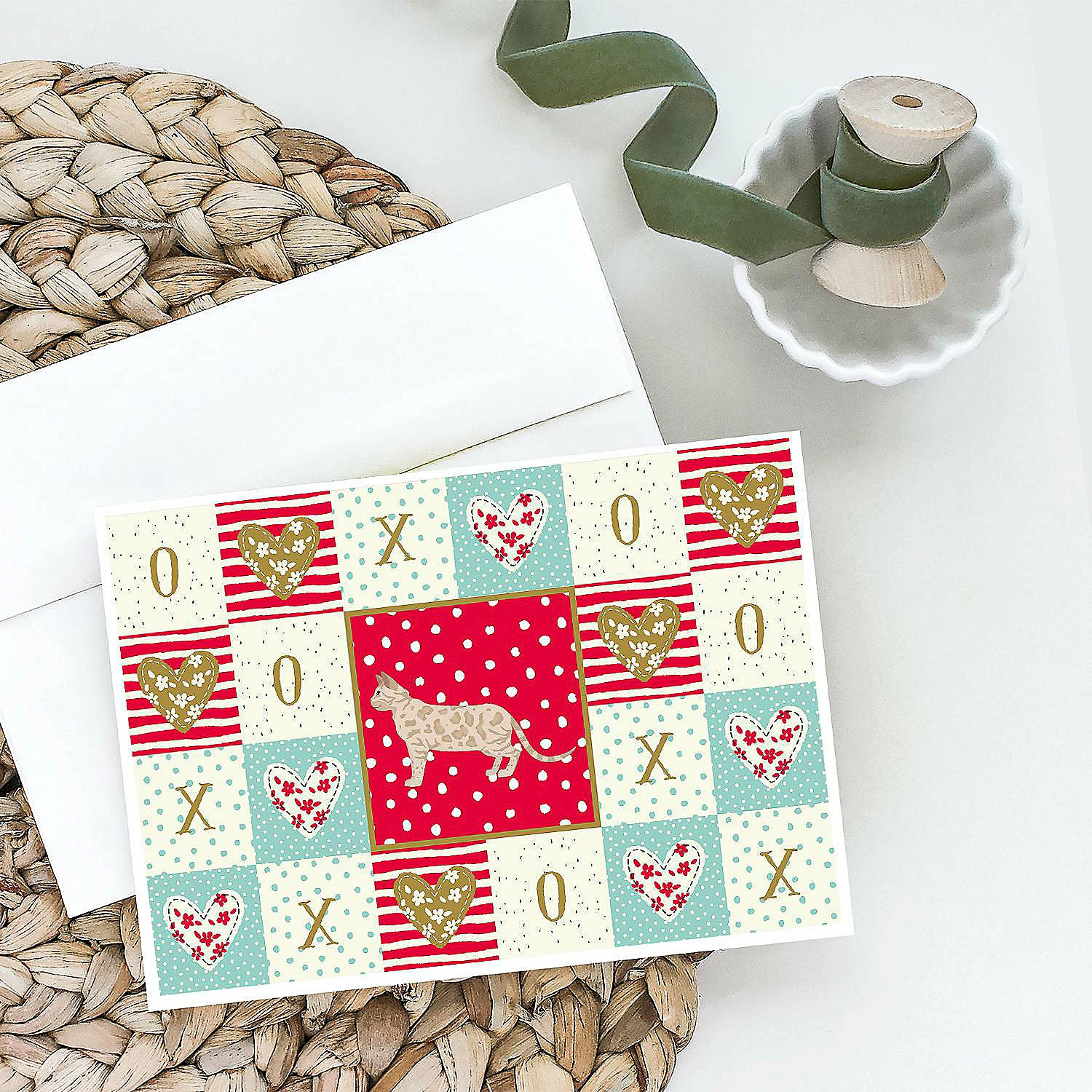 Flash Sale ⭐ Caroline's Treasures Valentine's Day, Bengal #1 Cat Love Greeting Cards and Envelopes Pack of 8, 7 x 5, Cats 🤩 - Image 2