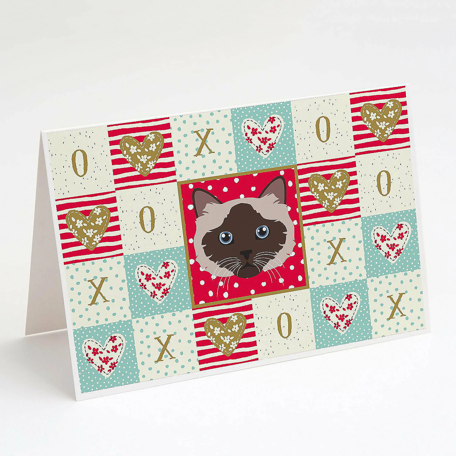Hot Sale ✔️ Caroline's Treasures Valentine's Day, Birman Cat Love Greeting Cards and Envelopes Pack of 8, 7 x 5, Cats ✔️