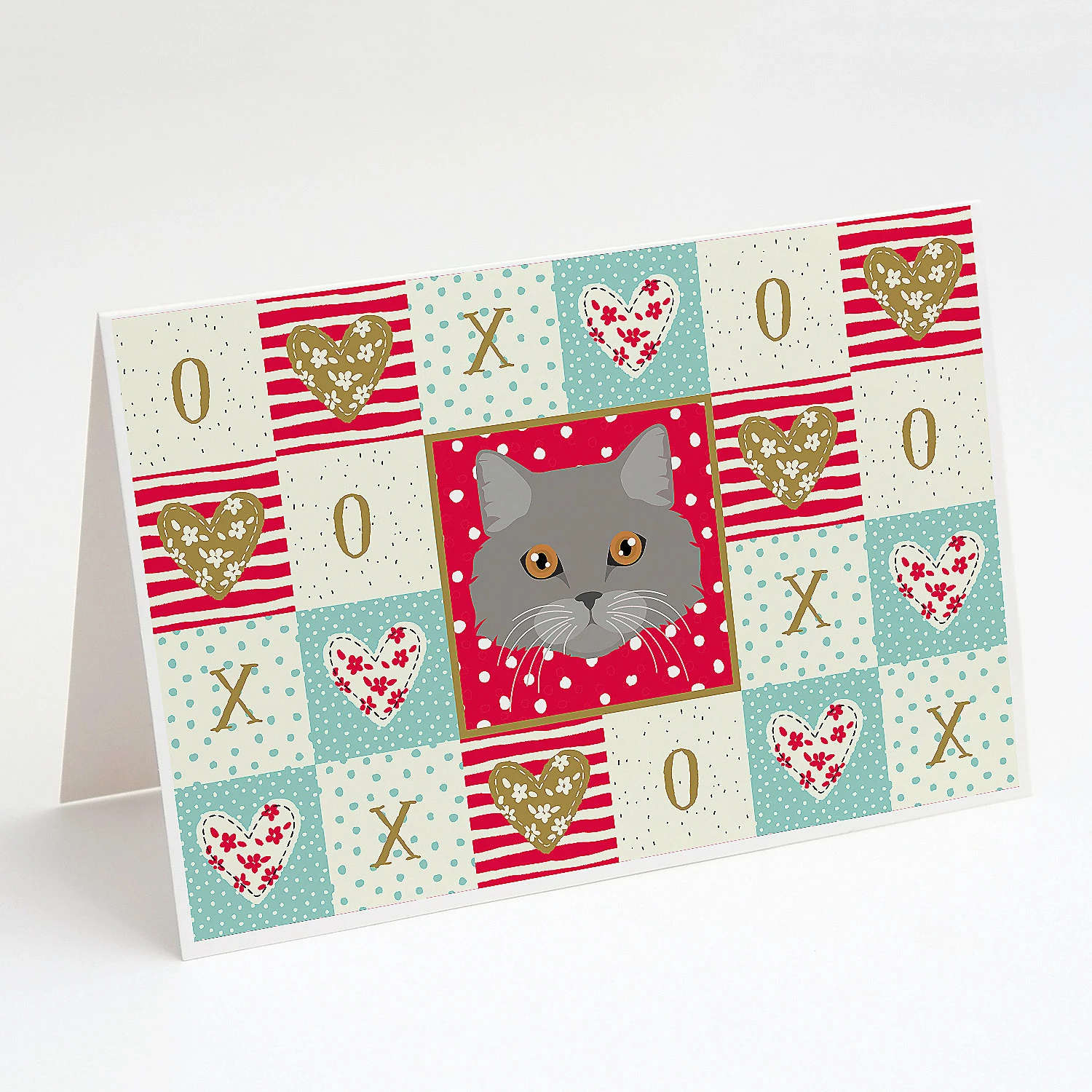 Hot Sale ๐ Caroline's Treasures Valentine's Day, Brazilian Longhair Cat Love Greeting Cards and Envelopes Pack of 8, 7 x 5, Cats ๐