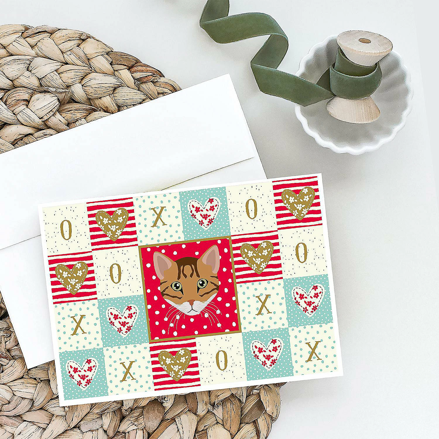 Budget 🎁 Caroline's Treasures Valentine's Day, Cheetoh Cat Love Greeting Cards and Envelopes Pack of 8, 7 x 5, Cats 💯 - Image 2