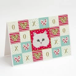 Budget ✨ Caroline's Treasures Valentine's Day, Chinchilla Persian Longhair Cat Love Greeting Cards and Envelopes Pack of 8, 7 x 5, Cats 😉
