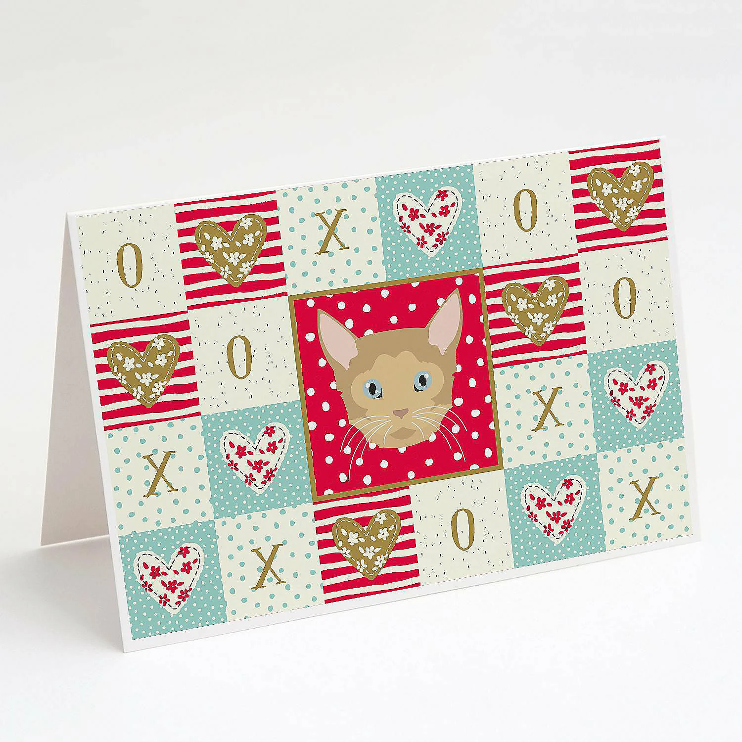 Brand new ๐ Caroline's Treasures Valentine's Day, German Rex Cat Love Greeting Cards and Envelopes Pack of 8, 7 x 5, Cats โญ