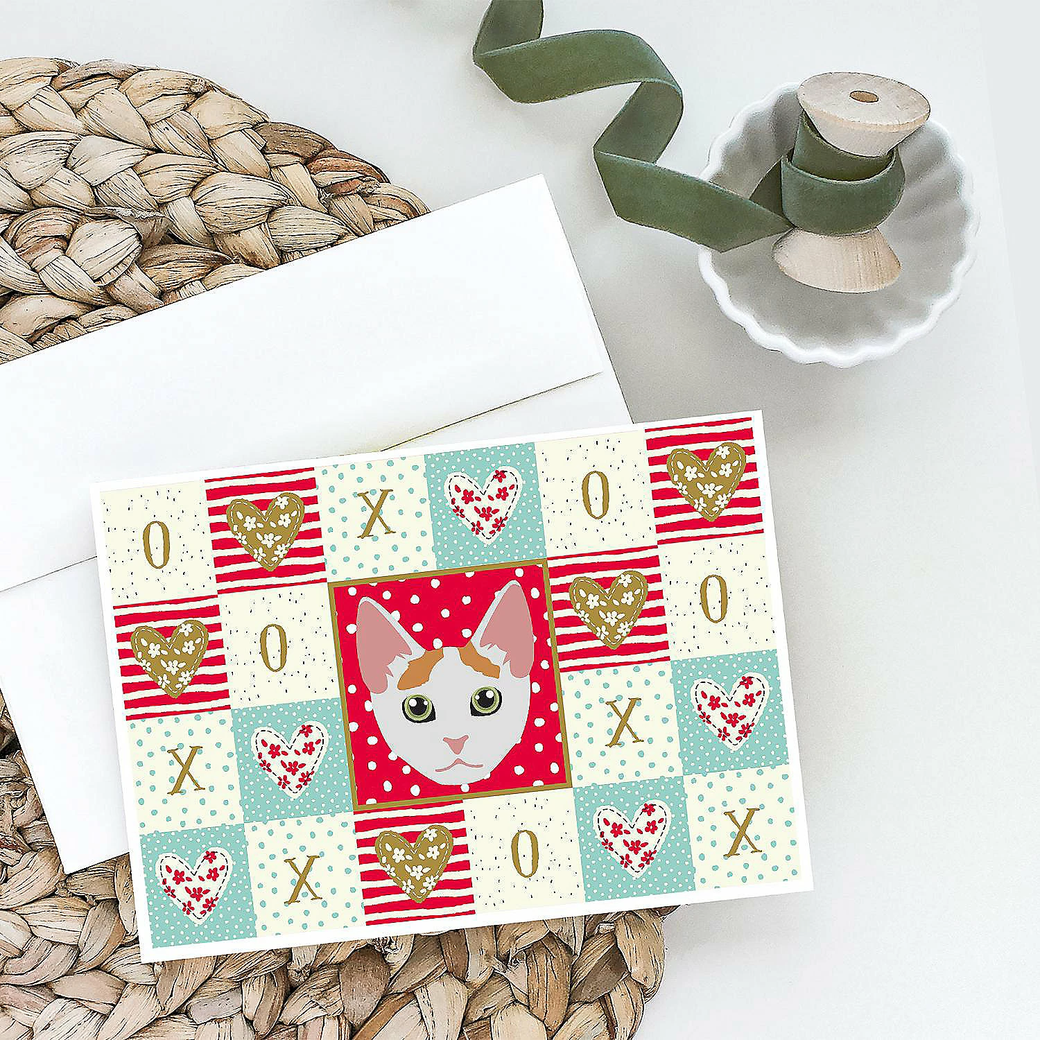 Budget 😀 Caroline's Treasures Valentine's Day, Japanese Bobtail Cat Love Greeting Cards and Envelopes Pack of 8, 7 x 5, Cats ⌛ - Image 2