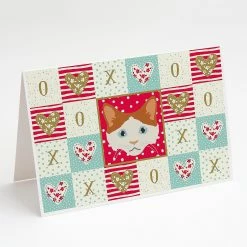 Flash Sale 🧨 Caroline's Treasures Valentine's Day, La Perm Cat Love Greeting Cards and Envelopes Pack of 8, 7 x 5, Cats 🧨