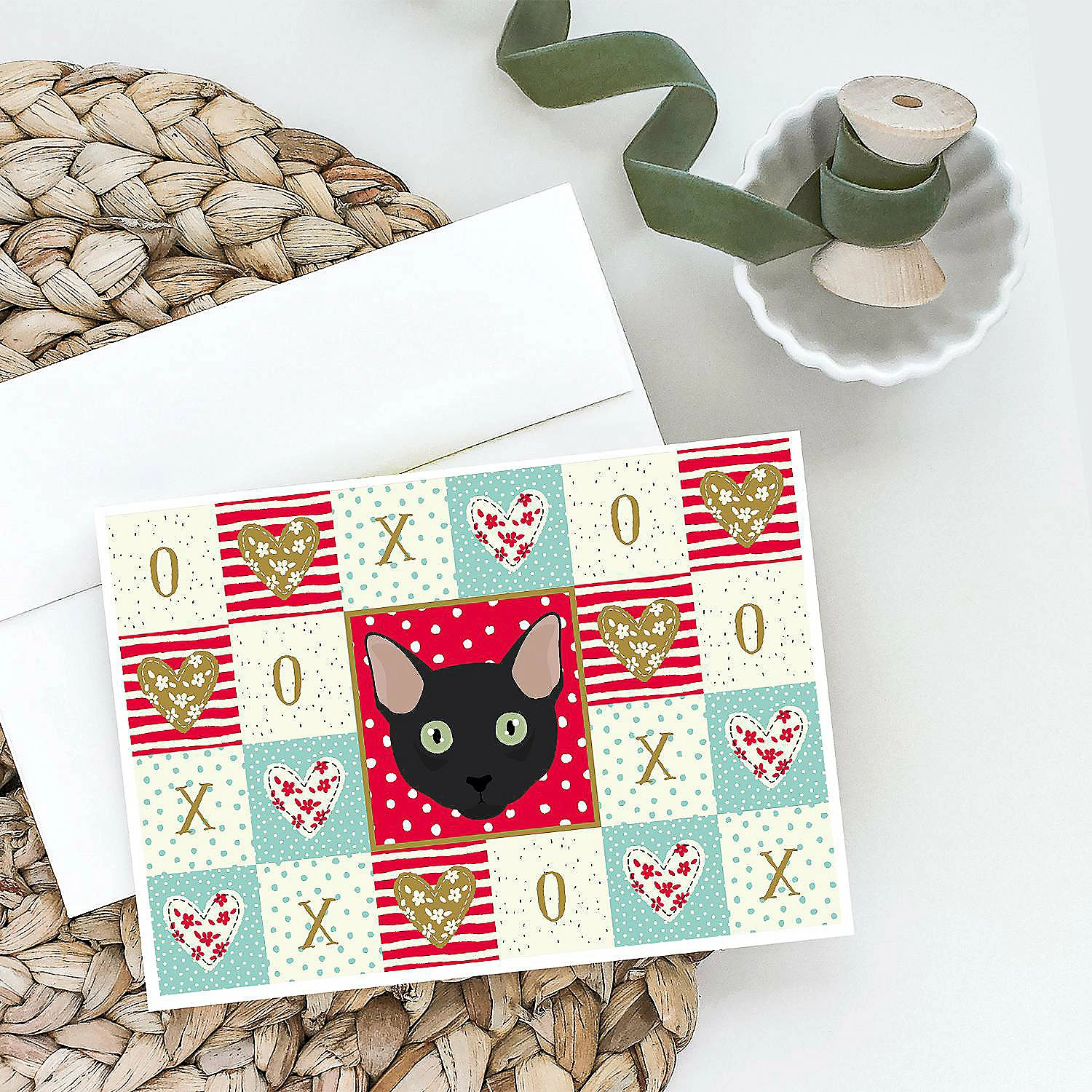 Cheap ๐งจ Caroline's Treasures Valentine's Day, Mandalay Cat Love Greeting Cards and Envelopes Pack of 8, 7 x 5, Cats ๐ - Image 2