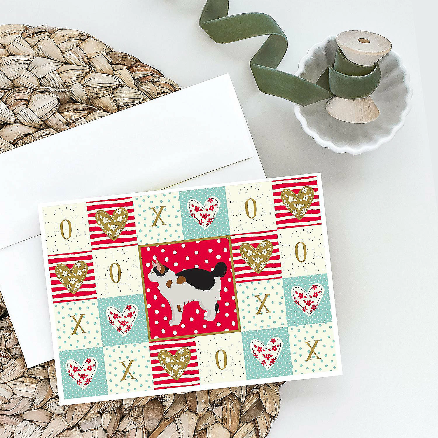 New ๐ Caroline's Treasures Valentine's Day, Manx #3 Cat Love Greeting Cards and Envelopes Pack of 8, 7 x 5, Cats ๐งจ - Image 2