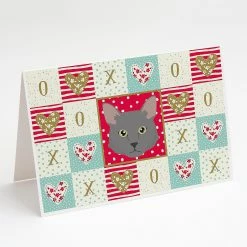 Hot Sale 🔥 Caroline's Treasures Valentine's Day, Nebelung Cat Love Greeting Cards and Envelopes Pack of 8, 7 x 5, Cats 🥰