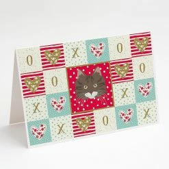 Best Sale 🔔 Caroline's Treasures Valentine's Day, Norwegian Forest Cat Love Greeting Cards and Envelopes Pack of 8, 7 x 5, Cats ❤️