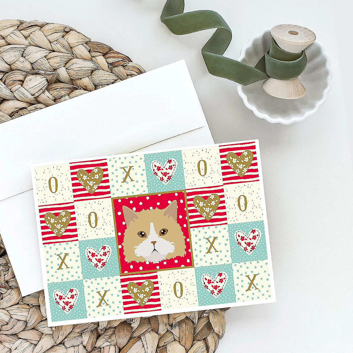 New โ๏ธ Caroline's Treasures Valentine's Day, Oregon Rex Cat Love Greeting Cards and Envelopes Pack of 8, 7 x 5, Cats ๐ - Image 2