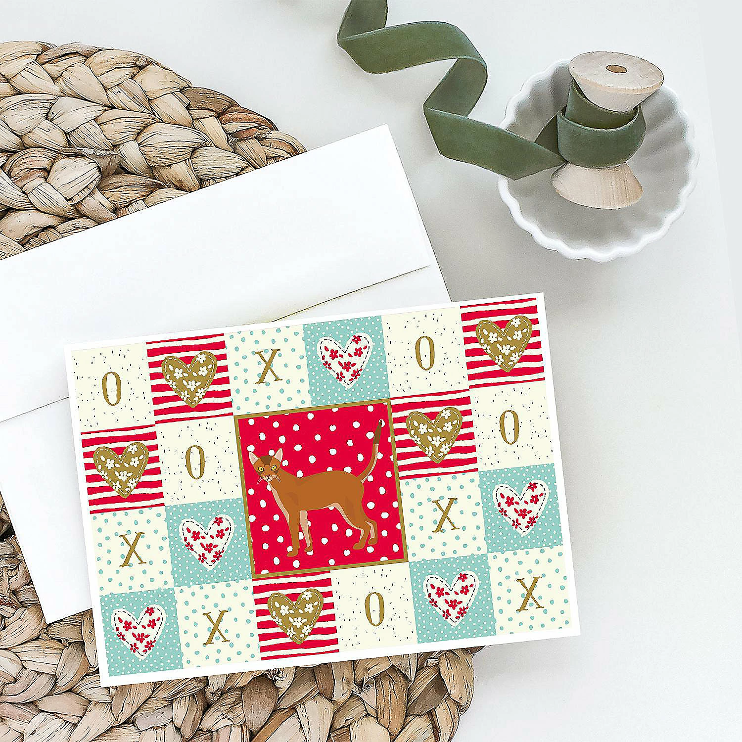 Promo ๐ Caroline's Treasures Valentine's Day, Red Abyssinian Cat Love Greeting Cards and Envelopes Pack of 8, 7 x 5, Cats ๐ - Image 2