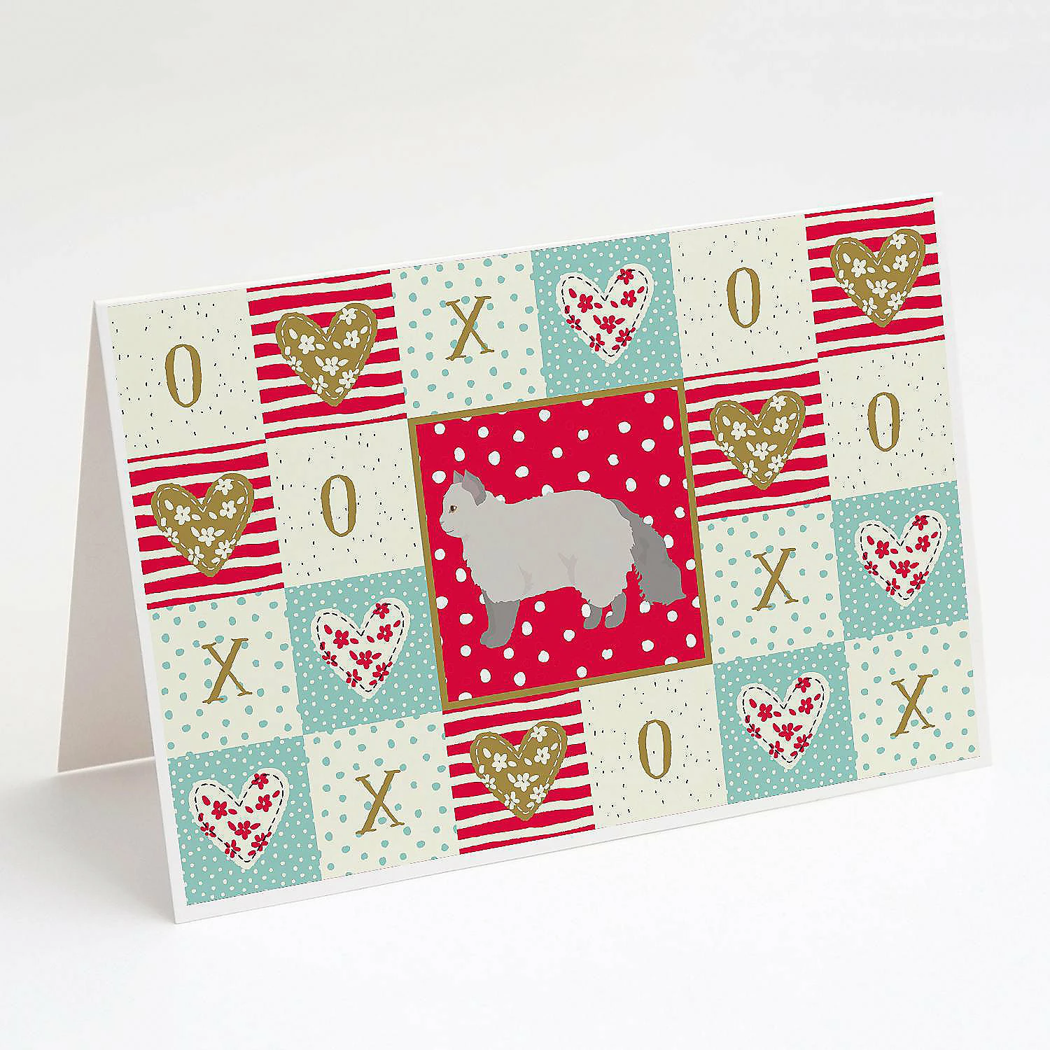 Flash Sale ๐ Caroline's Treasures Valentine's Day, Selkirk Rex #2 Cat Love Greeting Cards and Envelopes Pack of 8, 7 x 5, Cats ๐