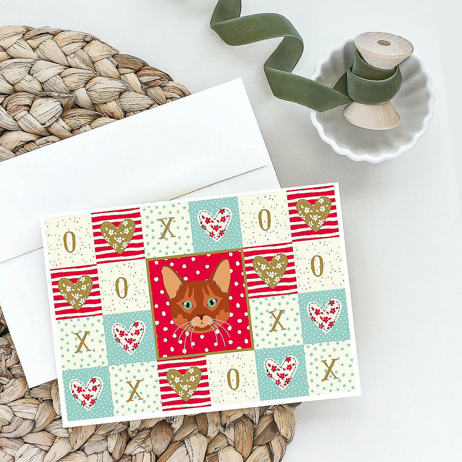 Brand new ๐ Caroline's Treasures Valentine's Day, Somali Cat Love Greeting Cards and Envelopes Pack of 8, 7 x 5, Cats ๐ฏ - Image 2