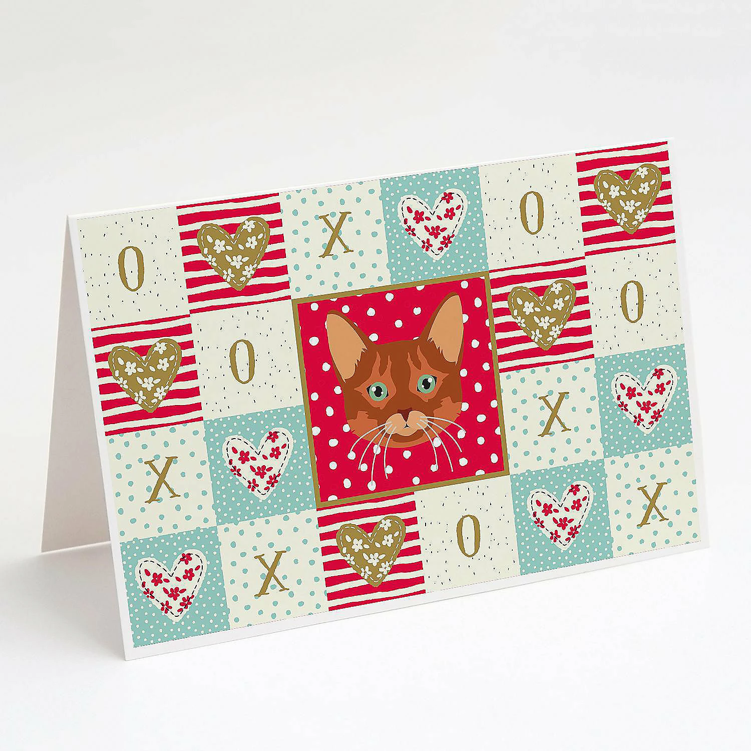 Brand new ๐ Caroline's Treasures Valentine's Day, Somali Cat Love Greeting Cards and Envelopes Pack of 8, 7 x 5, Cats ๐ฏ