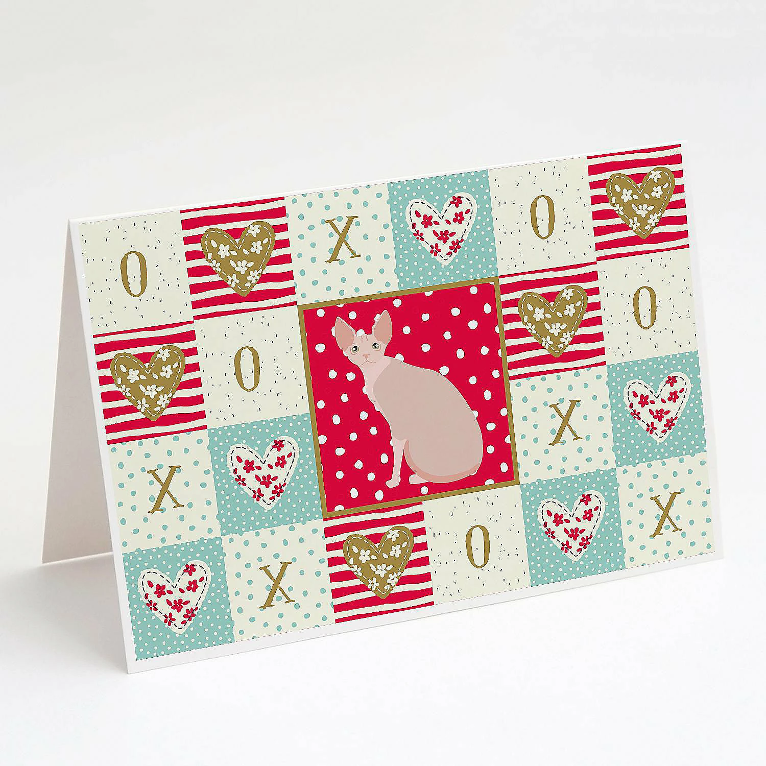 New 😍 Caroline's Treasures Valentine's Day, Sphynx #2 Cat Love Greeting Cards and Envelopes Pack of 8, 7 x 5, Cats ✔️