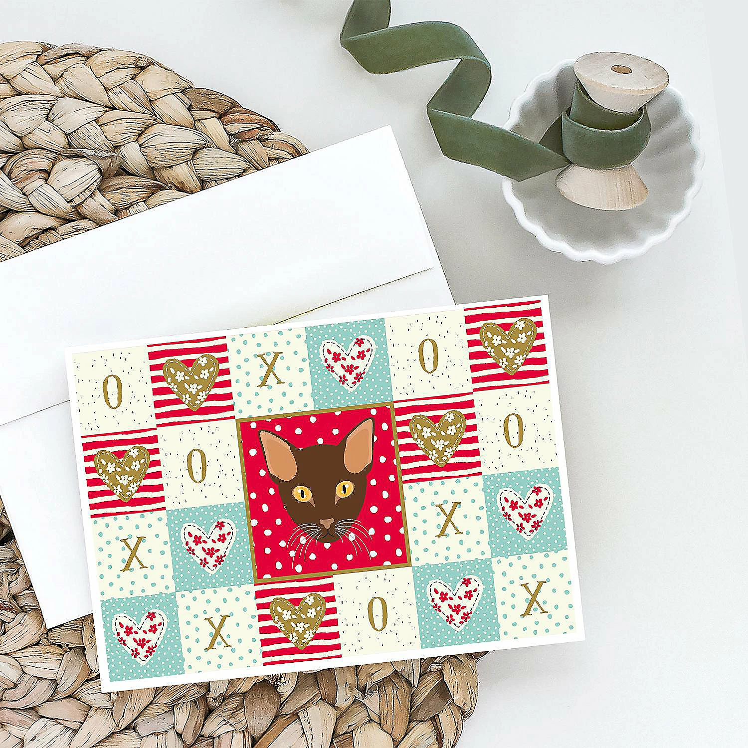 Outlet ⌛ Caroline's Treasures Valentine's Day, Suphalak Cat Love Greeting Cards and Envelopes Pack of 8, 7 x 5, Cats ⭐ - Image 2