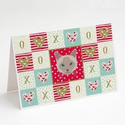 Wholesale ⌛ Caroline's Treasures Valentine's Day, Thai lilac Cat Love Greeting Cards and Envelopes Pack of 8, 7 x 5, Cats ✨