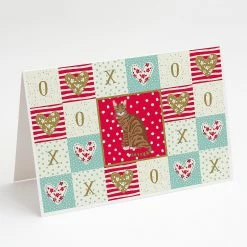 Brand new 🧨 Caroline's Treasures Valentine's Day, Toyger Cat Love Greeting Cards and Envelopes Pack of 8, 7 x 5, Cats 👏