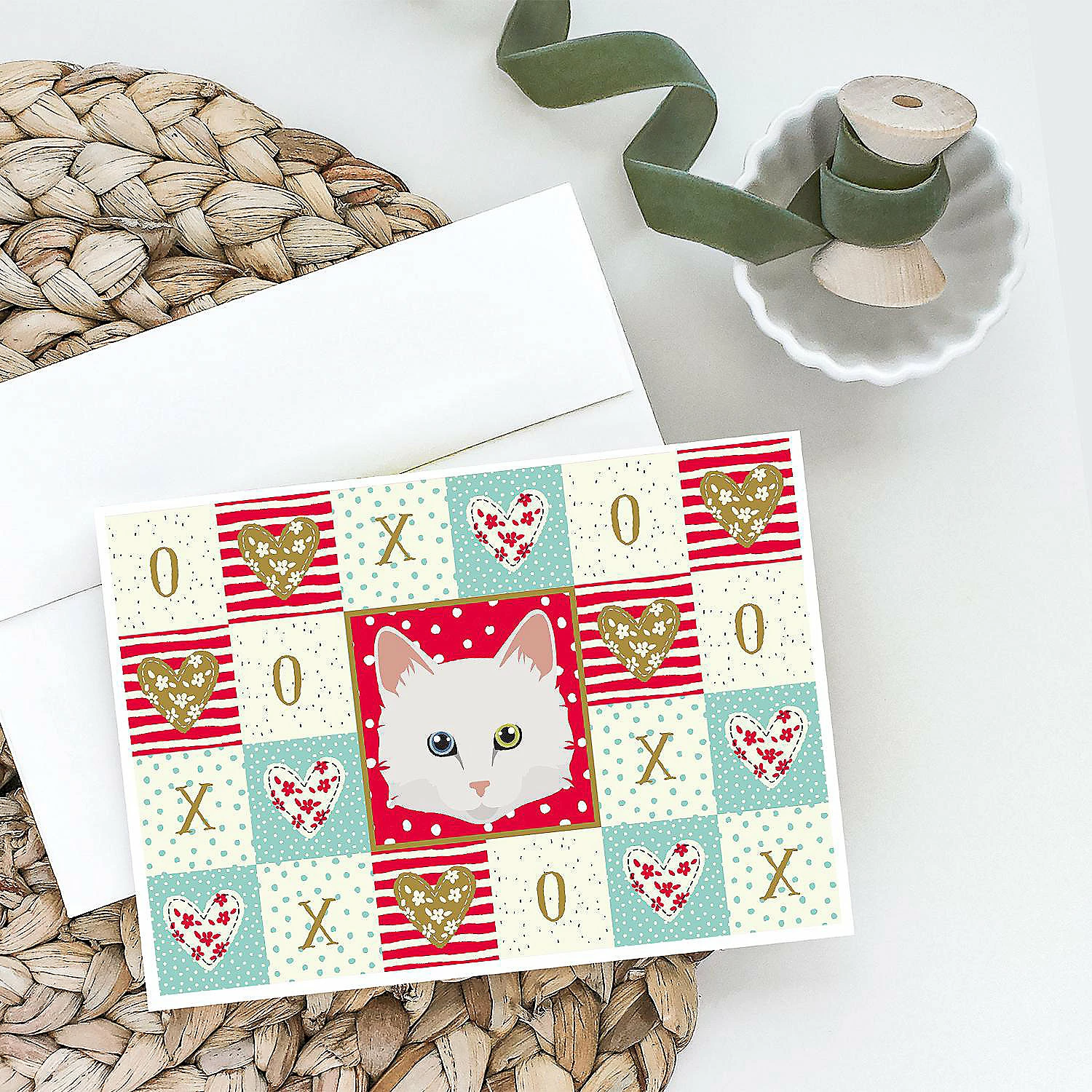 Cheap โ Caroline's Treasures Valentine's Day, Turkish Angora Cat Love Greeting Cards and Envelopes Pack of 8, 7 x 5, Cats ๐ - Image 2