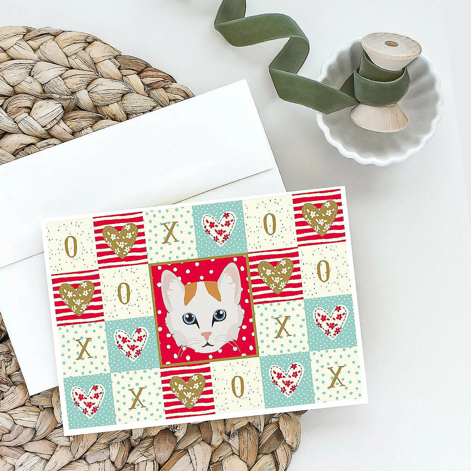 Promo 🎁 Caroline's Treasures Valentine's Day, Turkish Van Cat Love Greeting Cards and Envelopes Pack of 8, 7 x 5, Cats ✨ - Image 2