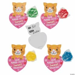 Cheap 🎁 Cat Paw Print Lollipop with Valentine’s Day Card - 12 Pc. 😀