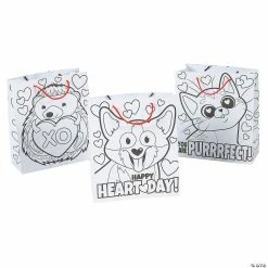 Hot Sale ✔️ Color Your Own Valentine’s Day Gift Bags – 12 Pc. 🧨