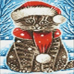Best Sale 👏 Crafting Spark (Wizardi) - 🎄 Christmas Cat CS2436 7.9 x 11.8 inches Crafting Spark Diamond Painting Kit 🔥